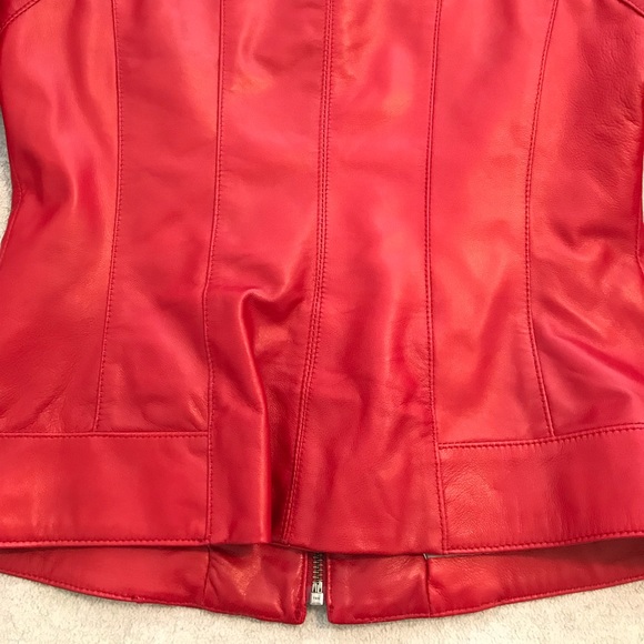 Danier | Red Italian Leather Jacket  XS ~ NWOT - Picture 4 of 15